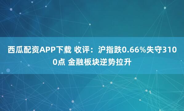 西瓜配资APP下载 收评：沪指跌0.66%失守3100点 金融板块逆势拉升