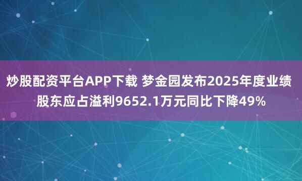 炒股配资平台APP下载 梦金园发布2025年度业绩 股东应占溢利9652.1万元同比下降49%